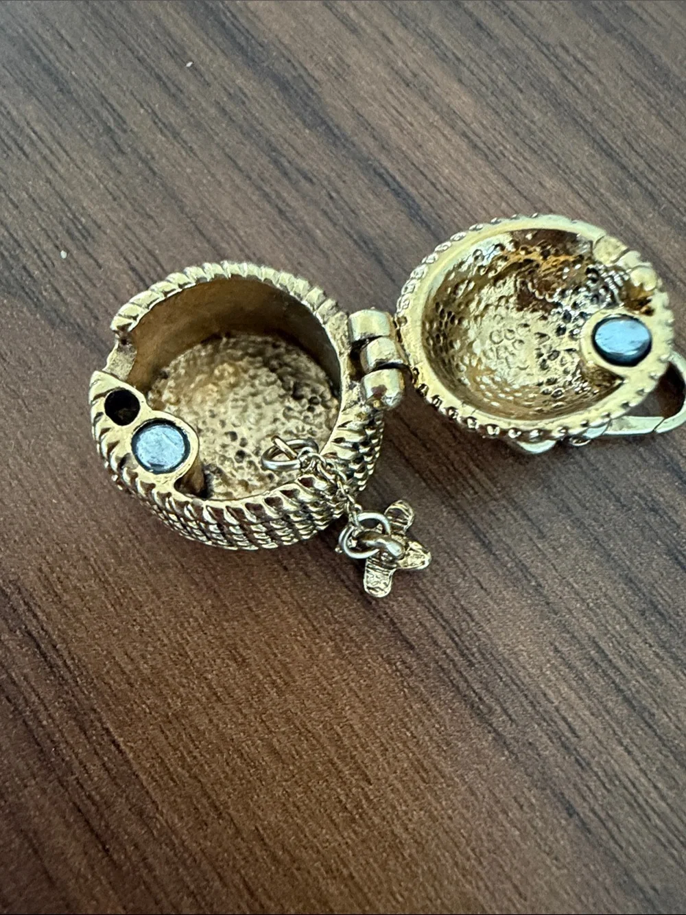 Gold Beehive Locket Charm Necklace Pendant